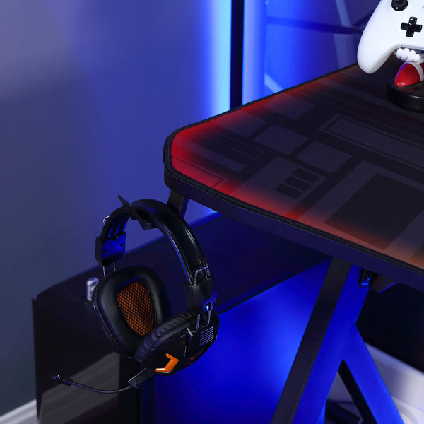 Lumio 120cm LED Gaming Desk with Full Mousepad - Carbon Black RGB