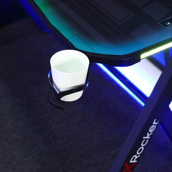 Lumio 120cm LED Gaming Desk with Full Mousepad - Carbon Black RGB