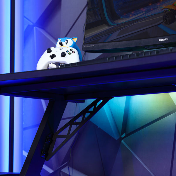 Lumio 120cm LED Gaming Desk with Full Mousepad - Carbon Black RGB