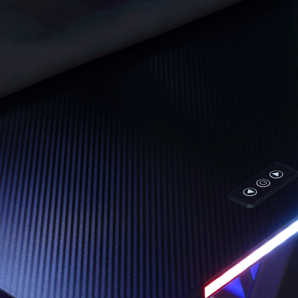 Lumio 120cm LED Gaming Desk with Full Mousepad - Carbon Black RGB