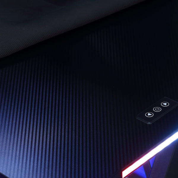 Lumio 120cm LED Gaming Desk with Full Mousepad - Carbon Black RGB