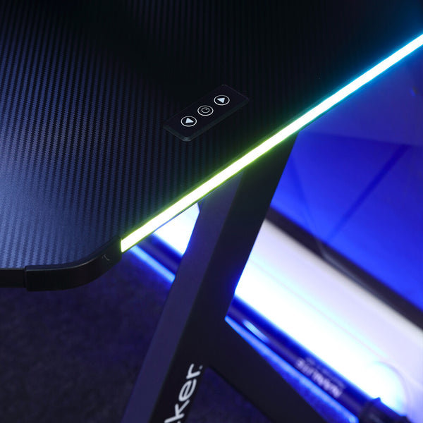 Lumio 120cm LED Gaming Desk with Full Mousepad - Carbon Black RGB