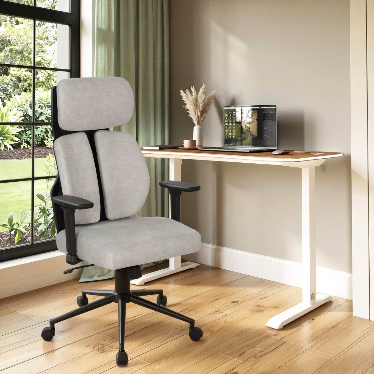 Lyla Ergonomic Office Chair with ErgoTek Comfort Pads - Cream