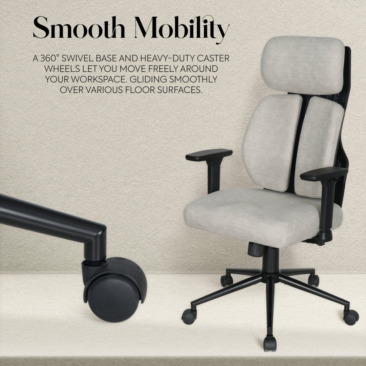 Lyla Ergonomic Office Chair with ErgoTek Comfort Pads - Cream