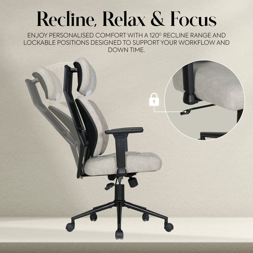 Lyla Ergonomic Office Chair with ErgoTek Comfort Pads - Cream