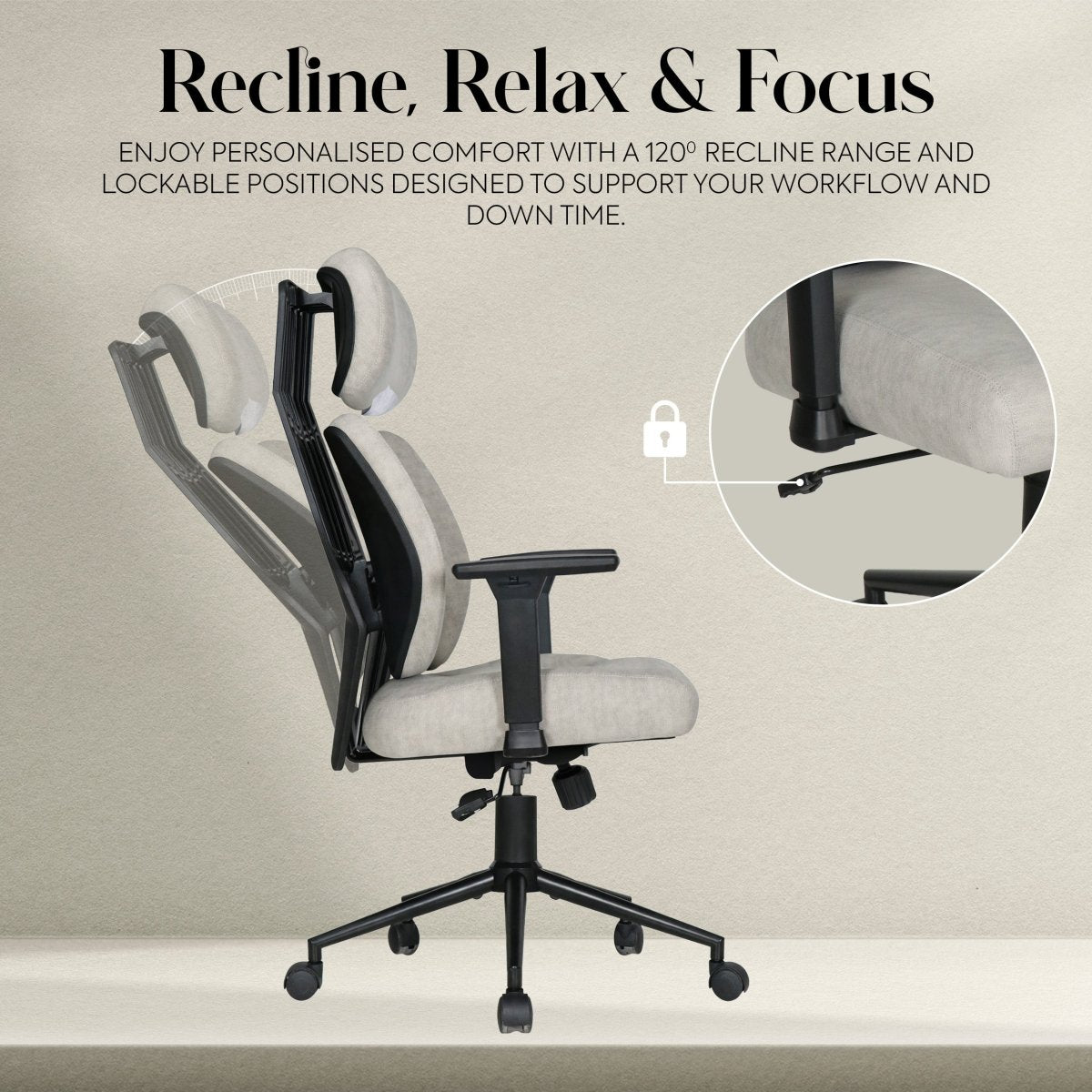 Lyla Ergonomic Office Chair with ErgoTek Comfort Pads - Cream