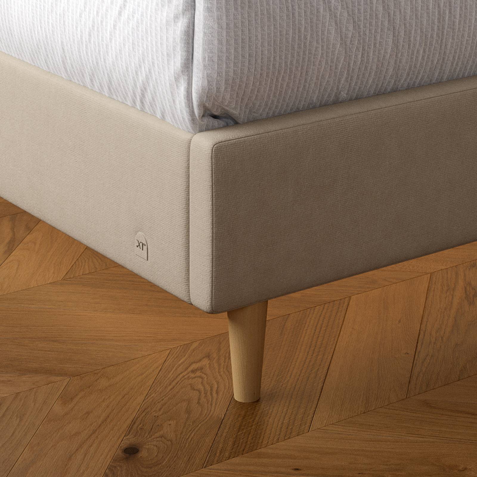 Maisie Upholstered Velvet LED Bed - Natural Stone (2 Sizes)