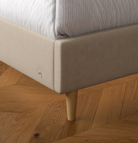 Maisie Upholstered Velvet LED Bed - Natural Stone (2 Sizes)