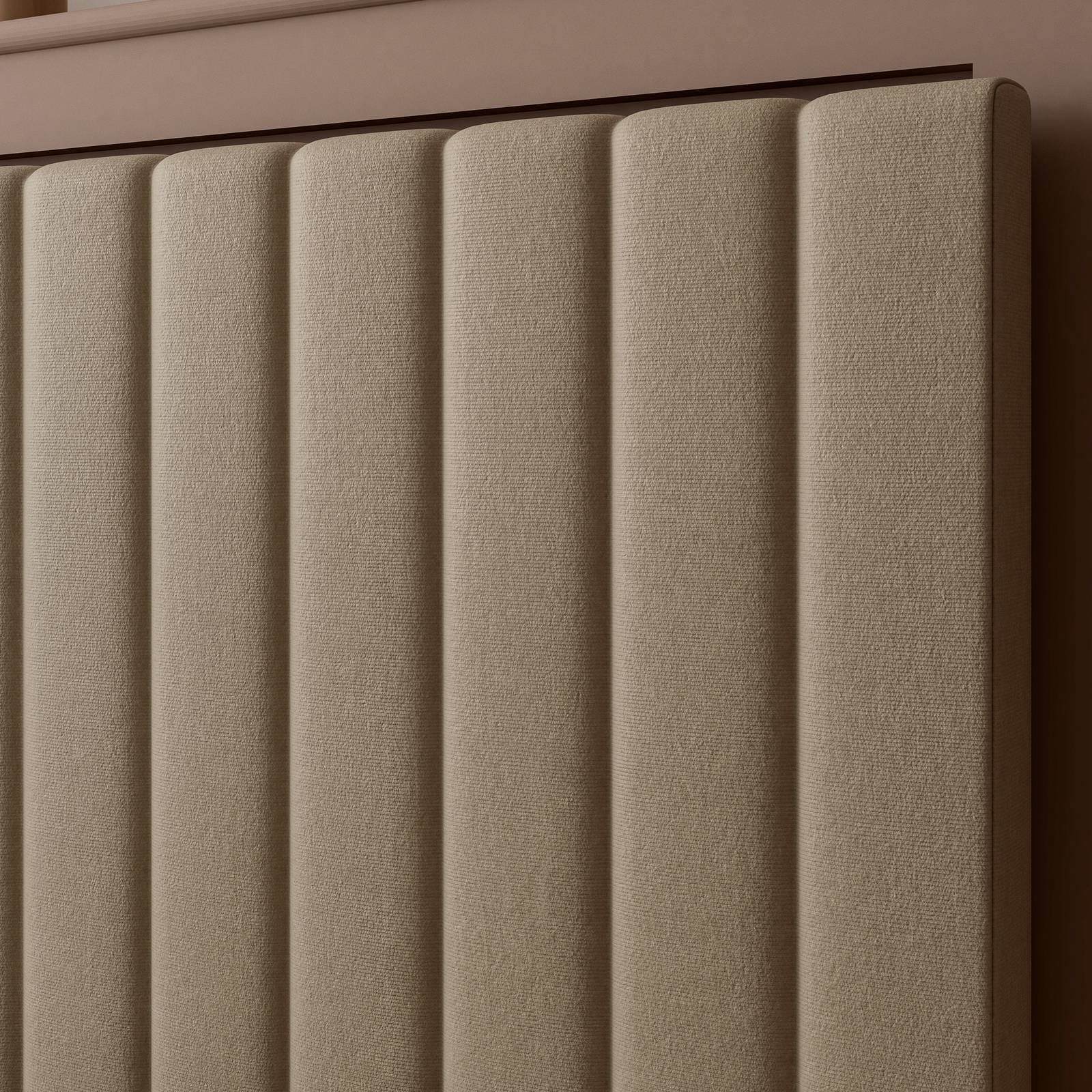 Maisie Upholstered Velvet LED Bed - Natural Stone (2 Sizes)