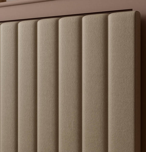 Maisie Upholstered Velvet LED Bed - Natural Stone (2 Sizes)