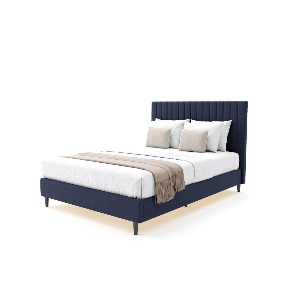 Maisie Upholstered Bed Frame with LED Lighting - Navy Blue (2 Sizes)