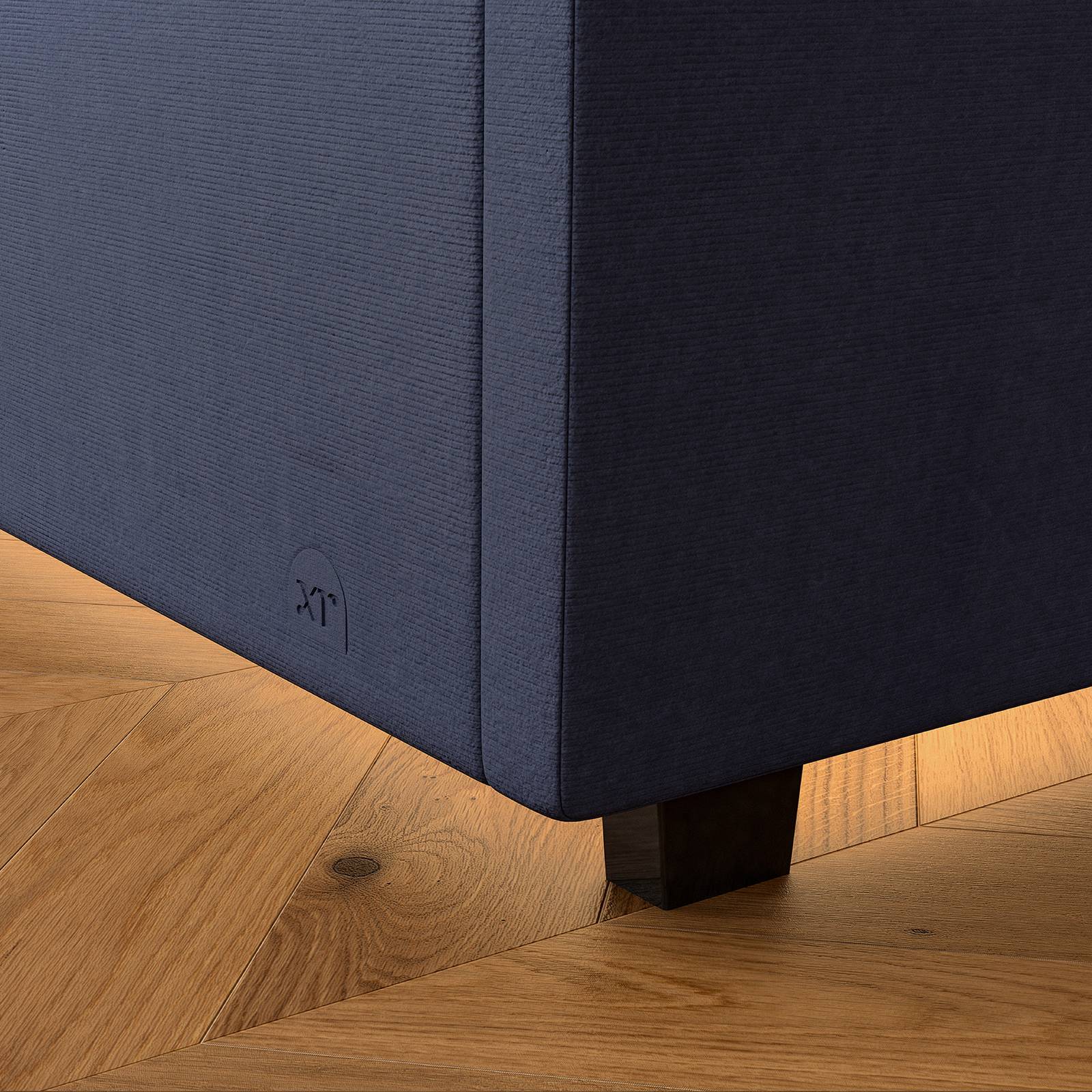 Maisie Upholstered Velvet LED Ottoman Bed - Navy Blue (2 Sizes)