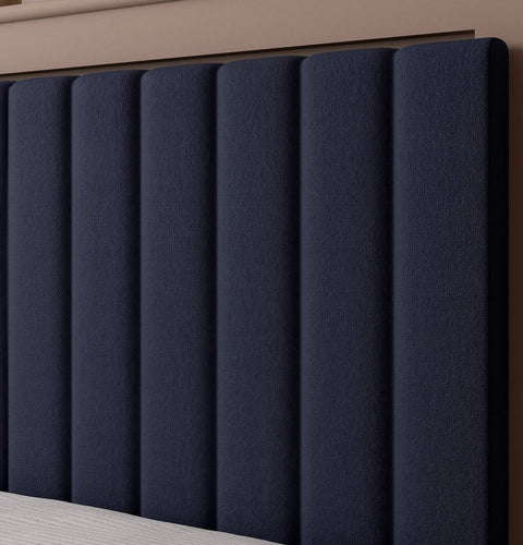 Maisie Upholstered Velvet LED Ottoman Bed - Navy Blue (2 Sizes)