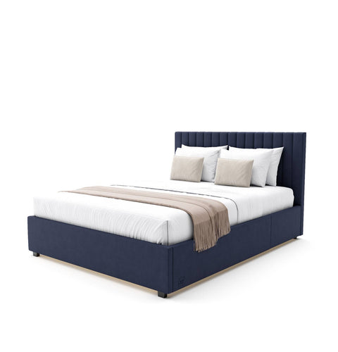 Maisie Upholstered Velvet LED Ottoman Bed - Navy Blue (2 Sizes)