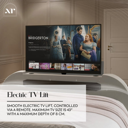 Maisie 5.1 Ottoman Bed with Electric TV Lift, True Surround Sound and App Controlled LED Lights - Grey