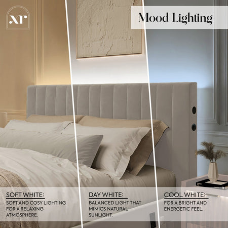 Maisie 5.1 Ottoman Bed with Electric TV Lift, True Surround Sound and App Controlled LED Lights - Grey