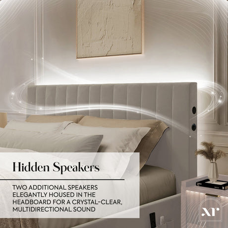 Maisie 5.1 Ottoman Bed with Electric TV Lift, True Surround Sound and App Controlled LED Lights - Grey