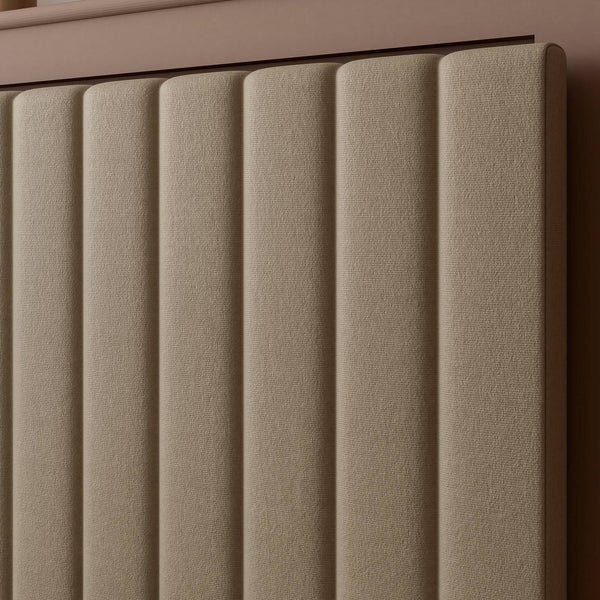 Maisie Upholstered Velvet LED TV Bed - Natural Stone (2 Sizes)