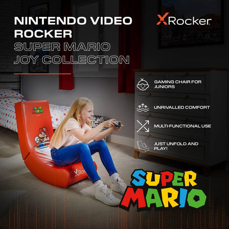 Officially Licensed Super Mario™ Video Rocker Gaming Chair for Kids - Mario Red