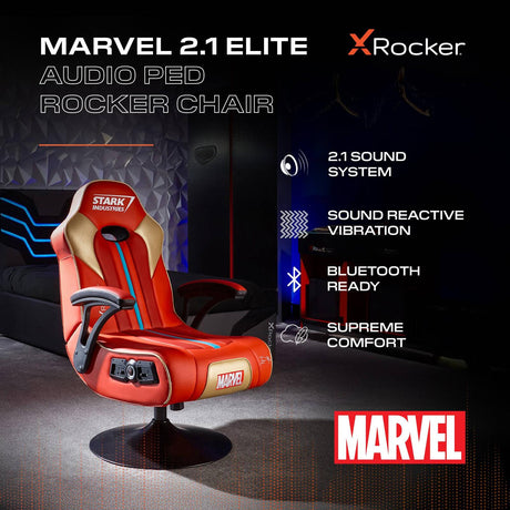 Officially Licensed Marvel™ Elite 2.1 Audio Console Gaming Chair - Iron Man