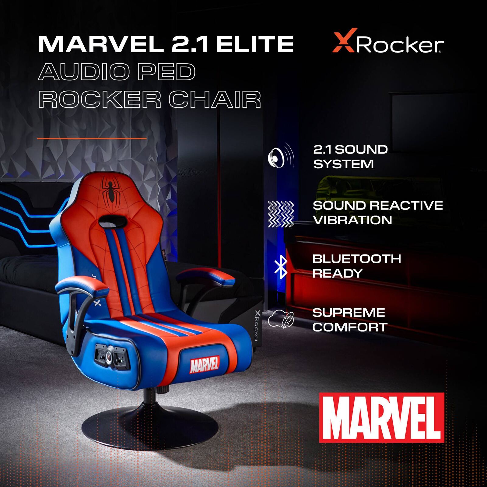 Officially Licensed Marvel™ Elite 2.1 Audio Console Gaming Chair - Spider-Man