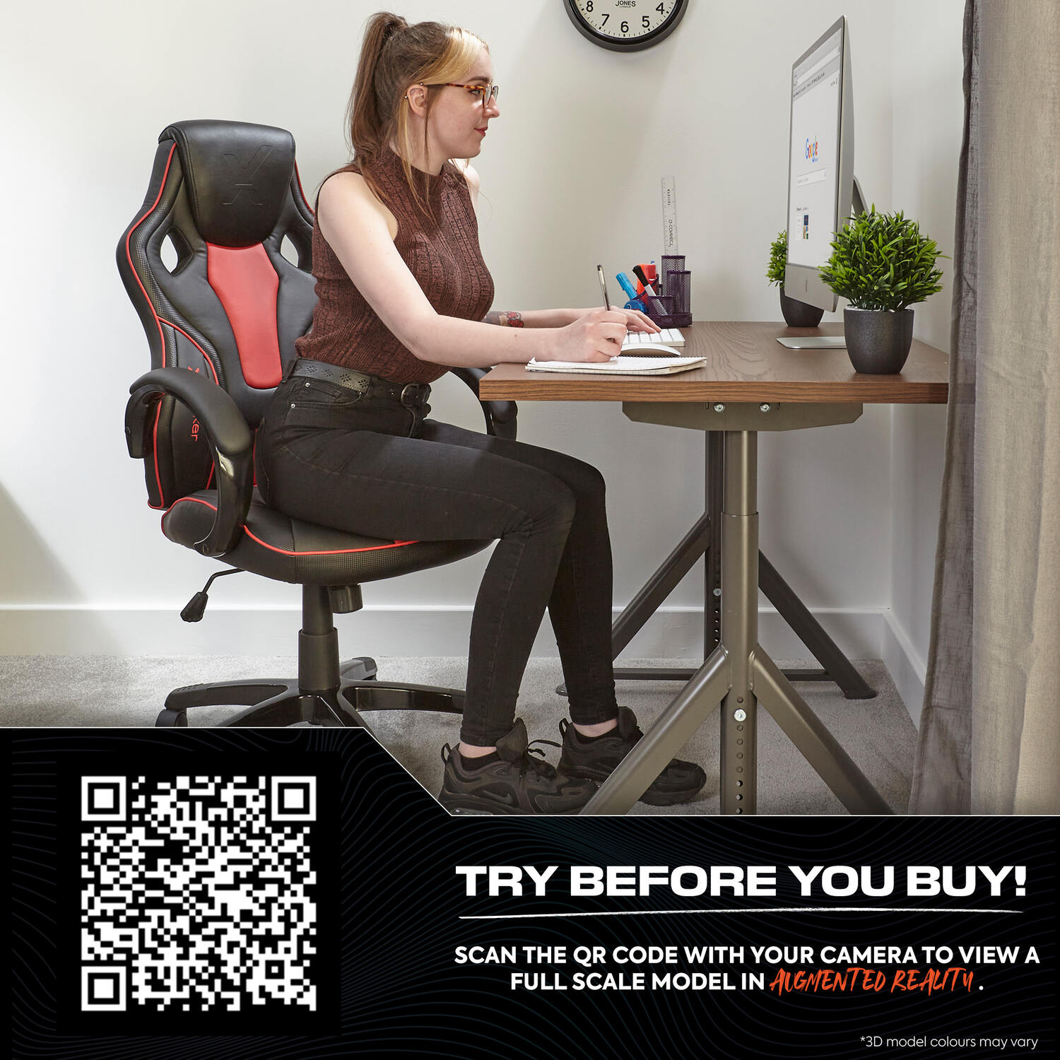 Maverick Ergonomic PC Office Gaming Chair - Black / Red