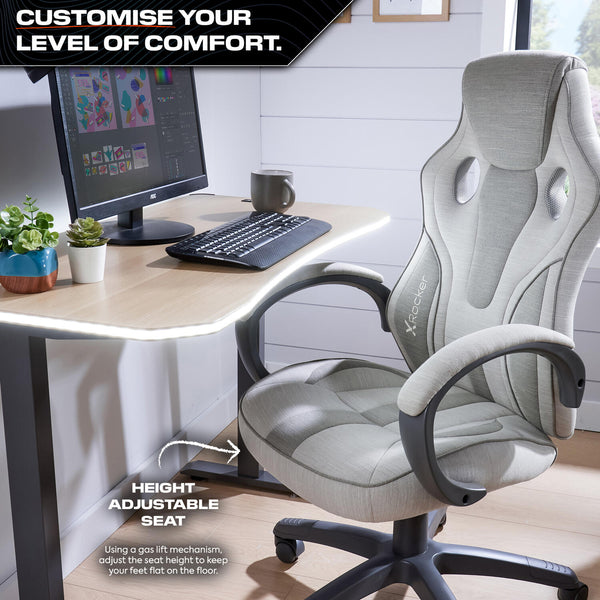 Maverick Ergonomic Fabric PC Office Gaming Chair - Grey / Taupe