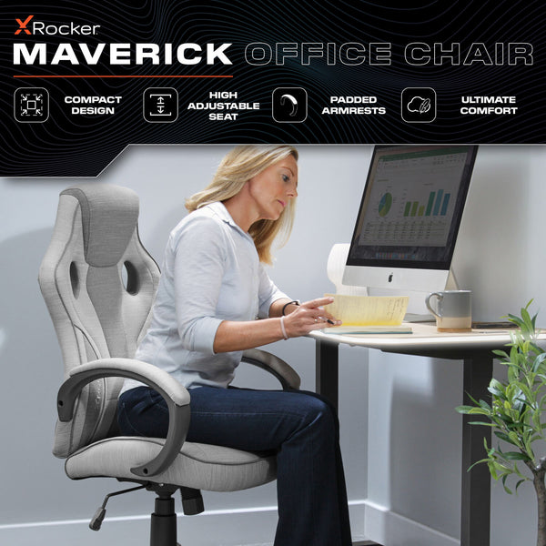 Maverick Ergonomic Fabric PC Office Gaming Chair - Grey / Taupe