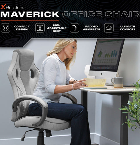 Maverick Ergonomic Fabric PC Office Gaming Chair - Grey / Taupe