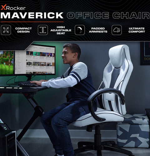 Maverick Ergonomic PC Office Gaming Chair - White / Black