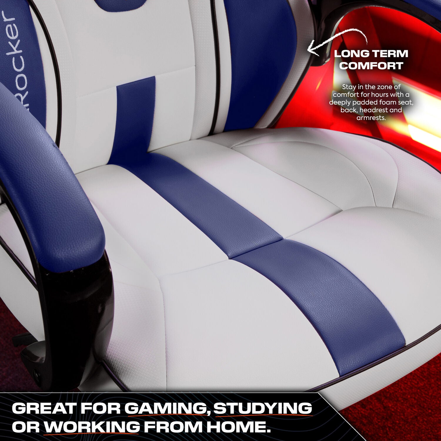 Maverick Ergonomic PC Office Gaming Chair - White / Blue