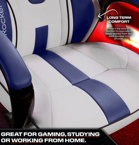 Maverick Ergonomic PC Office Gaming Chair - White / Blue