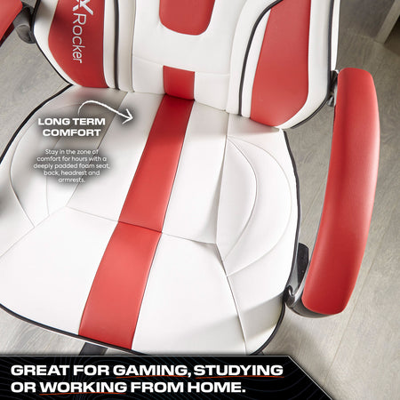 Maverick Ergonomic Office Gaming Chair- White/Red