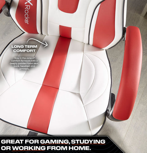 Maverick Ergonomic PC Office Gaming Chair - White / Red
