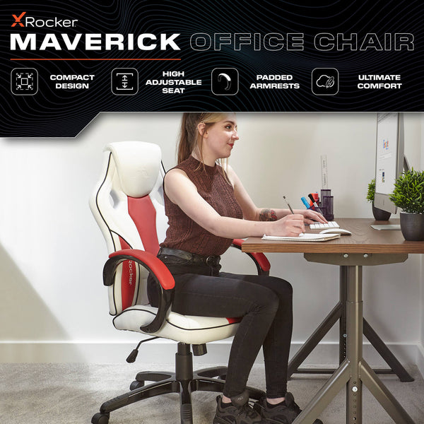 Maverick Ergonomic PC Office Gaming Chair - White / Red