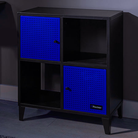 Mesh-Tek Square 4 Cube Storage Cabinet - Black / Blue