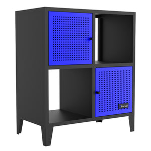 Mesh-Tek Square 4 Cube Storage Cabinet - Black / Blue