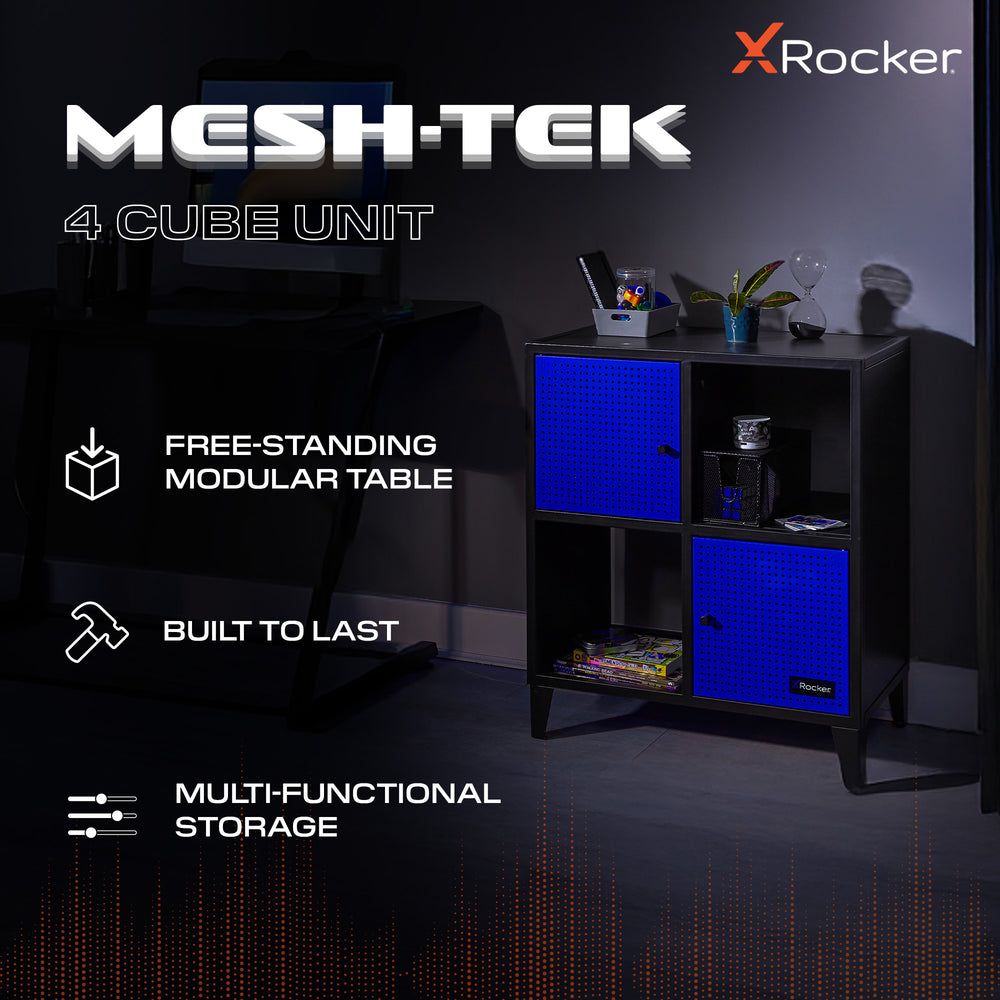 Mesh-Tek Square 4 Cube Storage Cabinet - Black / Blue