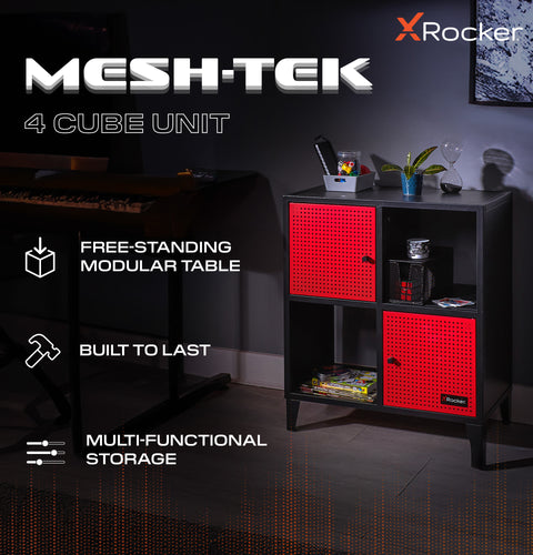 Mesh-Tek 4 Cube Square Storage Unit - Black / Red