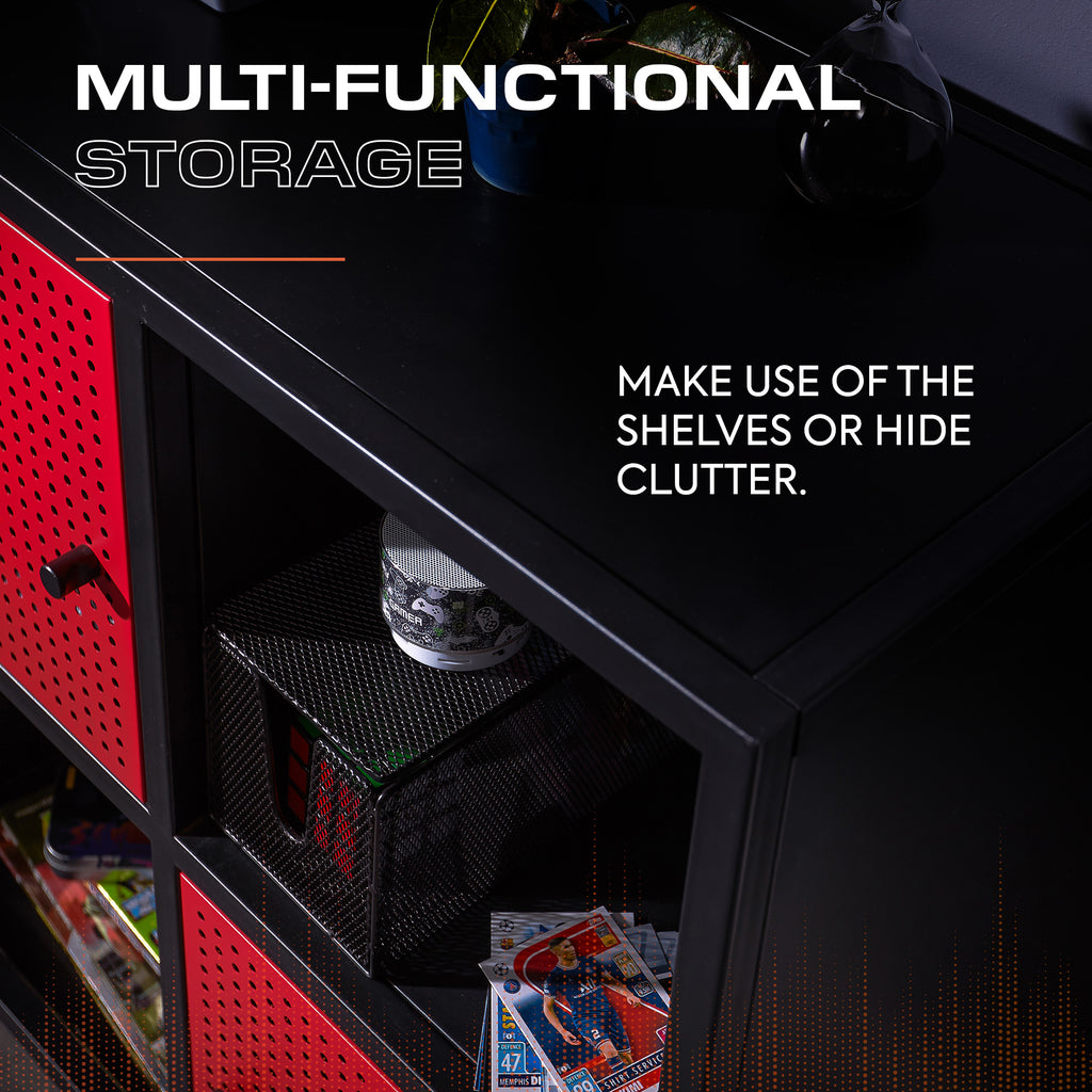 Mesh-Tek 4 Cube Square Storage Unit - Black / Red