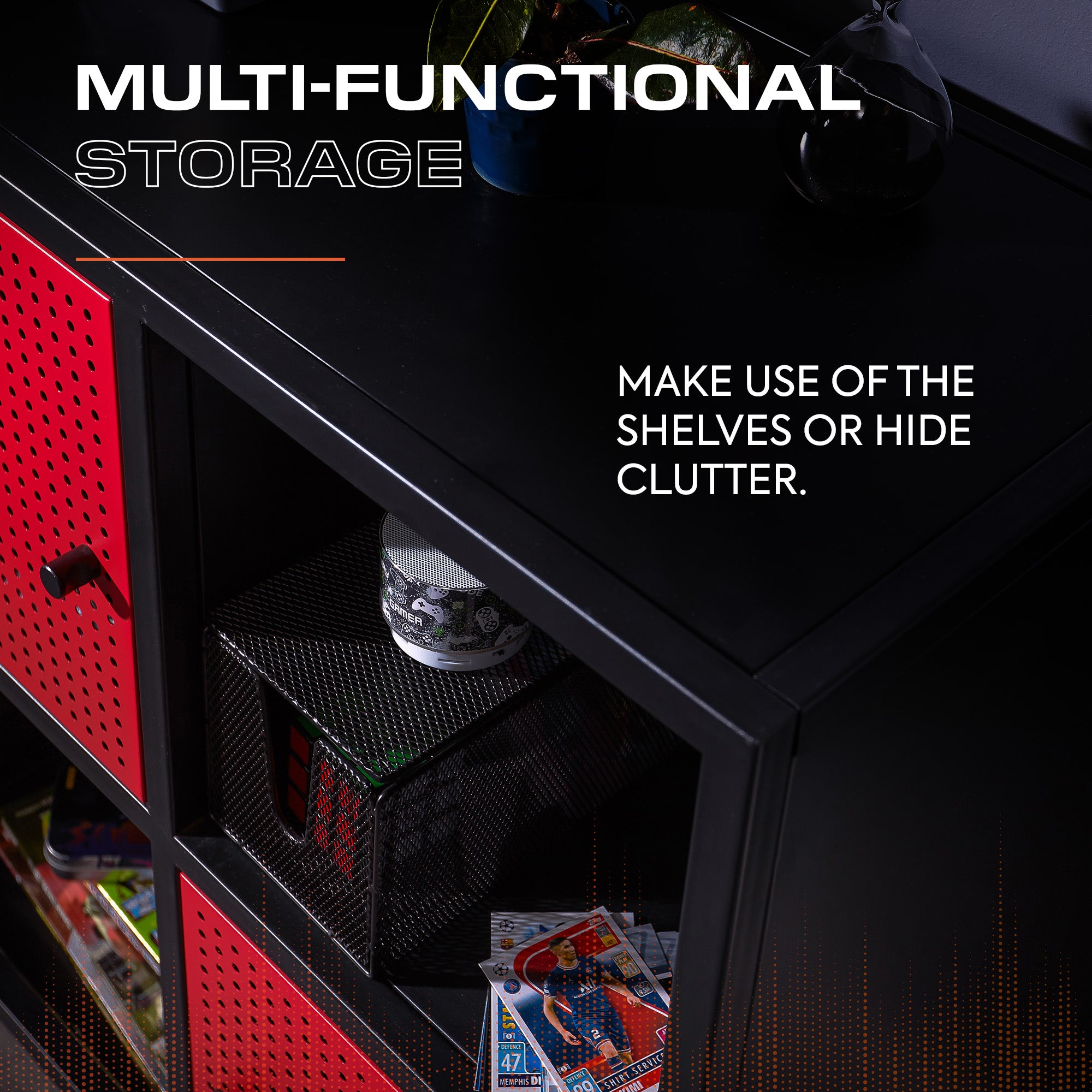 Mesh-Tek 4 Cube Square Storage Unit - Black / Red