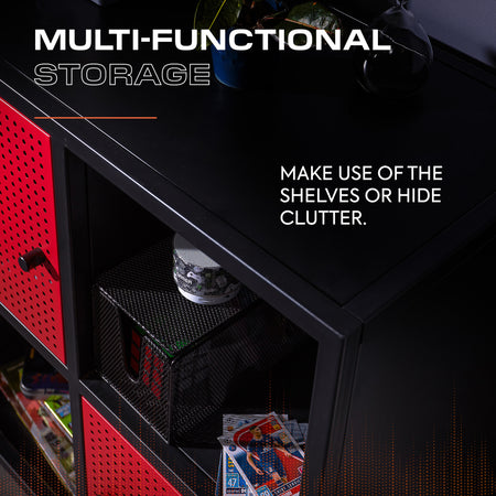 Mesh-Tek Square 4 Cube Storage Cabinet - Black / Red