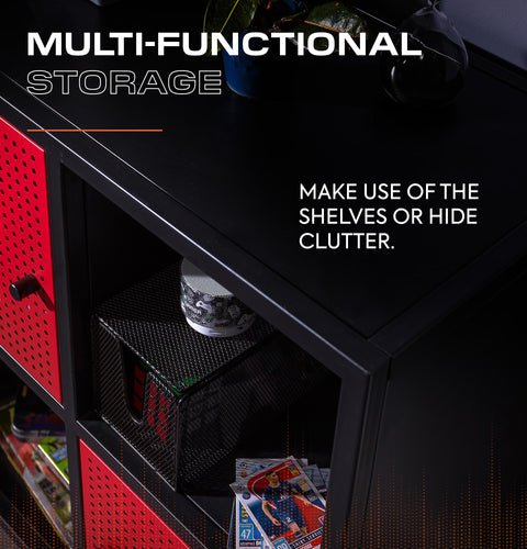 Mesh-Tek 4 Cube Square Storage Unit - Black / Red