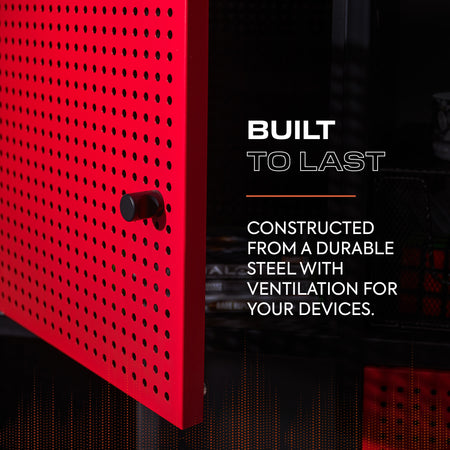 Mesh-Tek Square 4 Cube Storage Cabinet - Black / Red