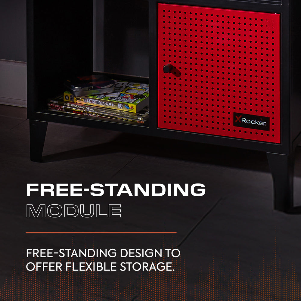 Mesh-Tek Square 4 Cube Storage Cabinet - Black / Red