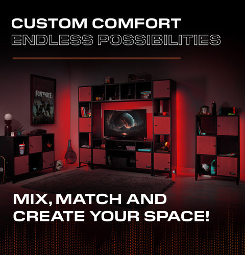 Mesh-Tek 4 Cube Square Storage Unit - Black / Red