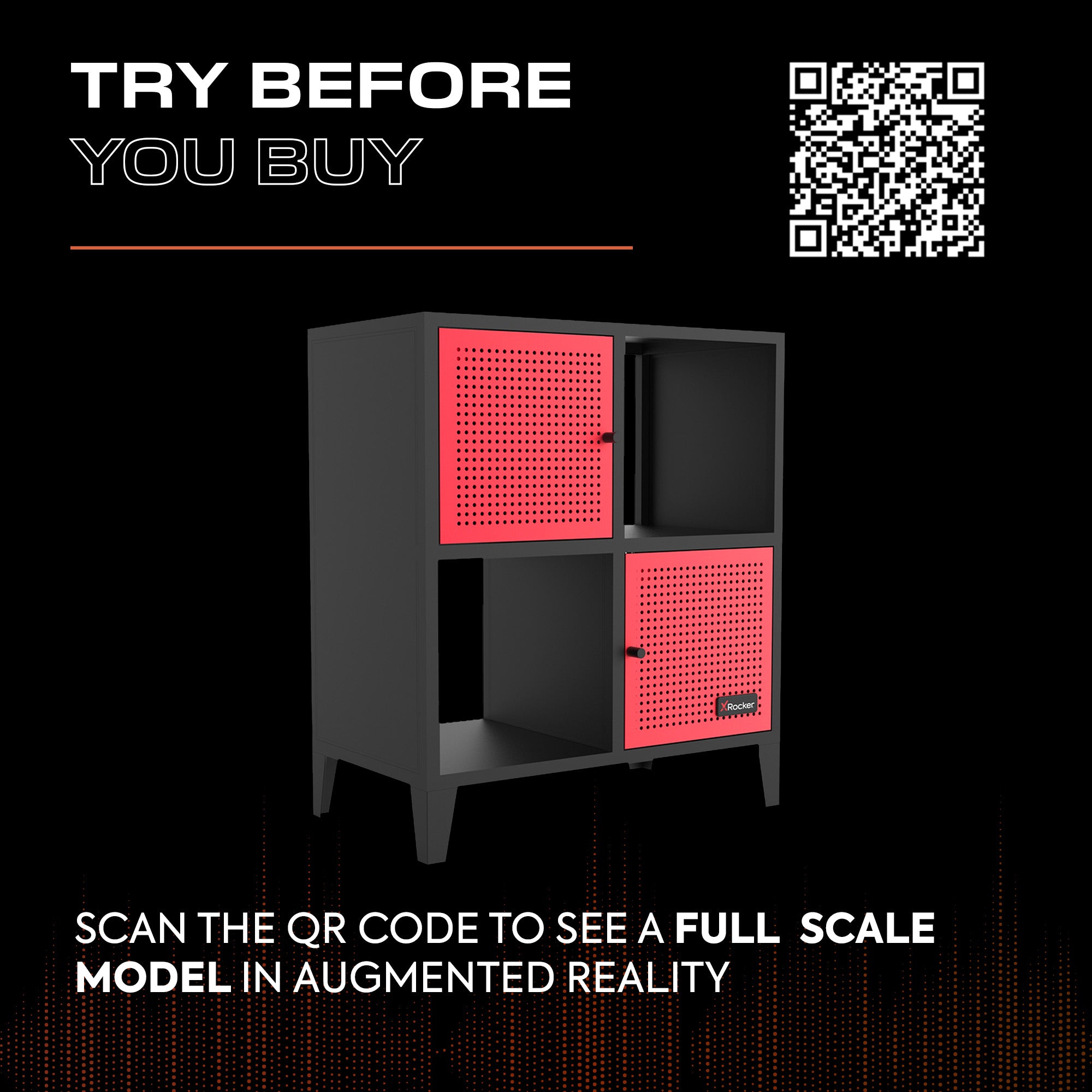 Mesh-Tek 4 Cube Square Storage Unit - Black / Red