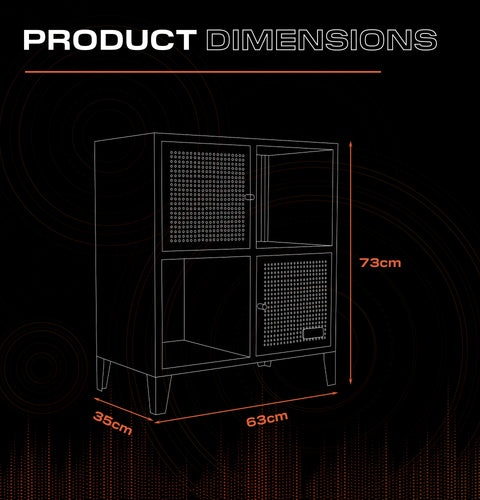 Mesh-Tek 4 Cube Square Storage Unit - Black / Red