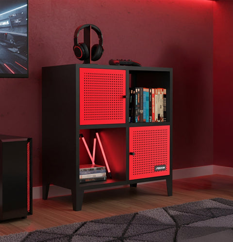 Mesh-Tek 4 Cube Square Storage Unit - Black / Red