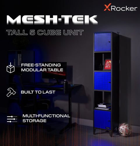 Mesh-Tek Tall 5 Cube Storage Unit - Black / Blue